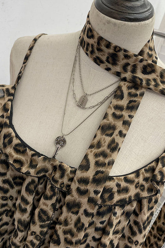 Leopard Ruffle Halter Tank Top