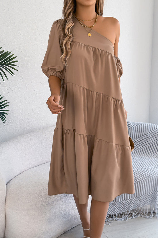 One-Shoulder Casual Midi Dress