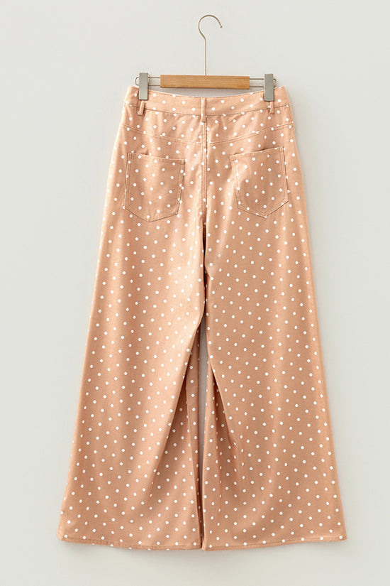 Polka Dot Wide-Leg Casual Trousers