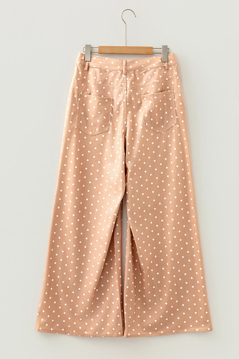 Polka Dot Wide-Leg Casual Trousers