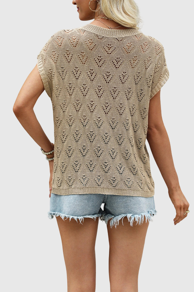 Textured Knit Short Sleeve Top