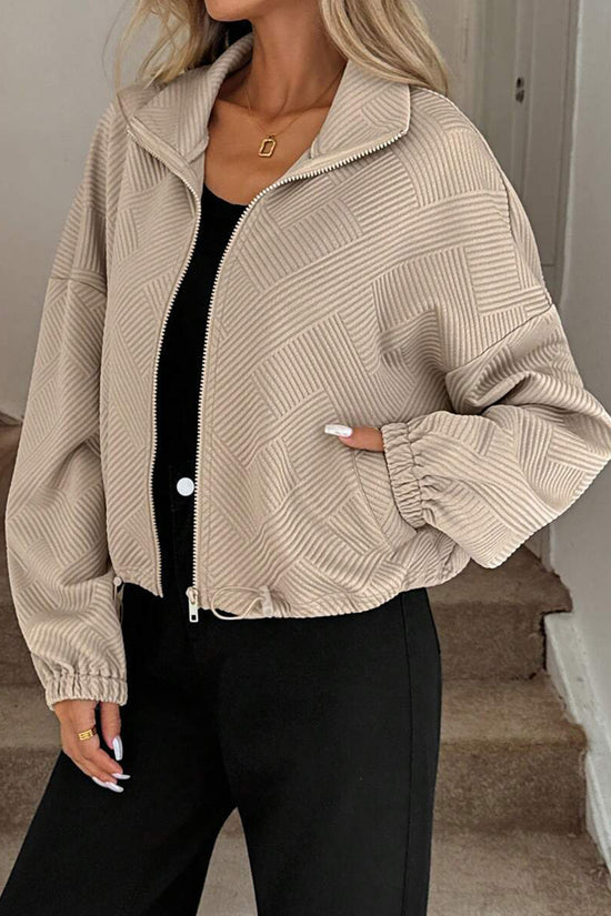 Textured Zip-Up Casual Jacket
