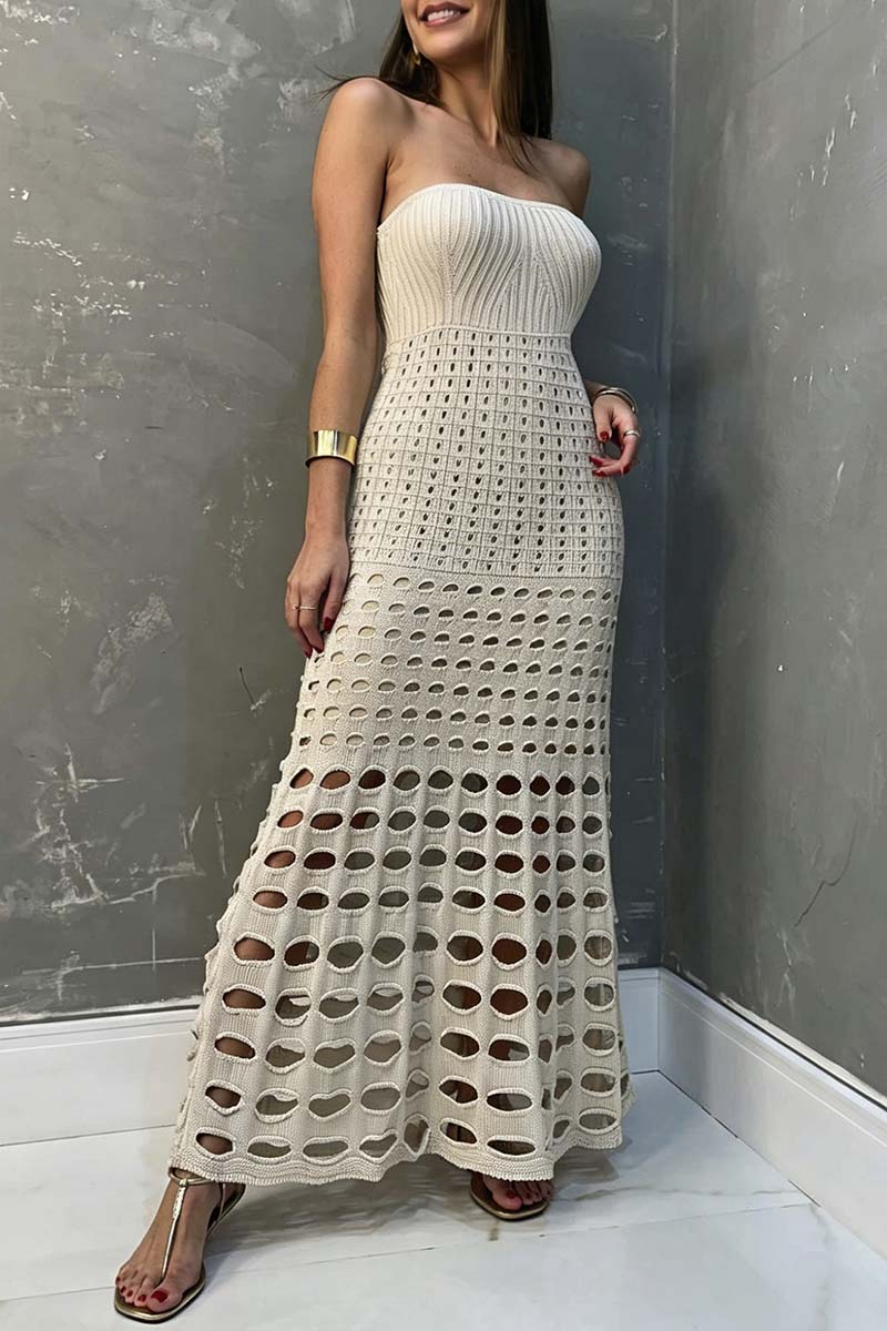 Strapless Hollow-Out Maxi Dress