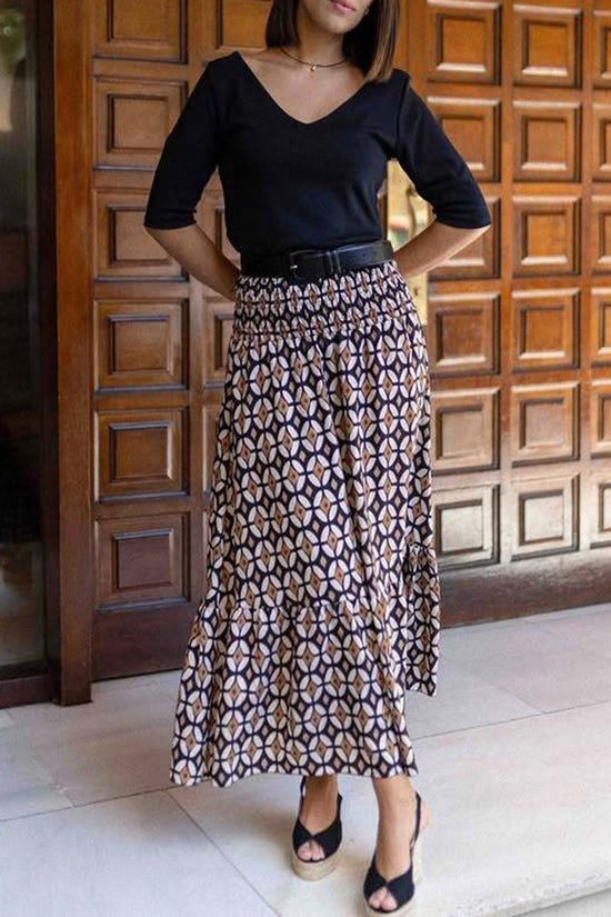 Geometric Pattern Midi Skirt