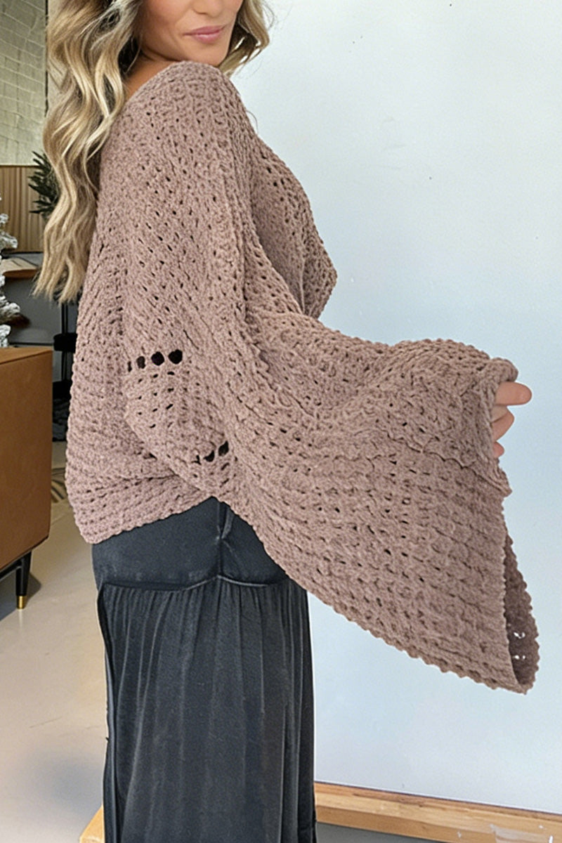 Oversized Knit Pullover with Flared Sleeves