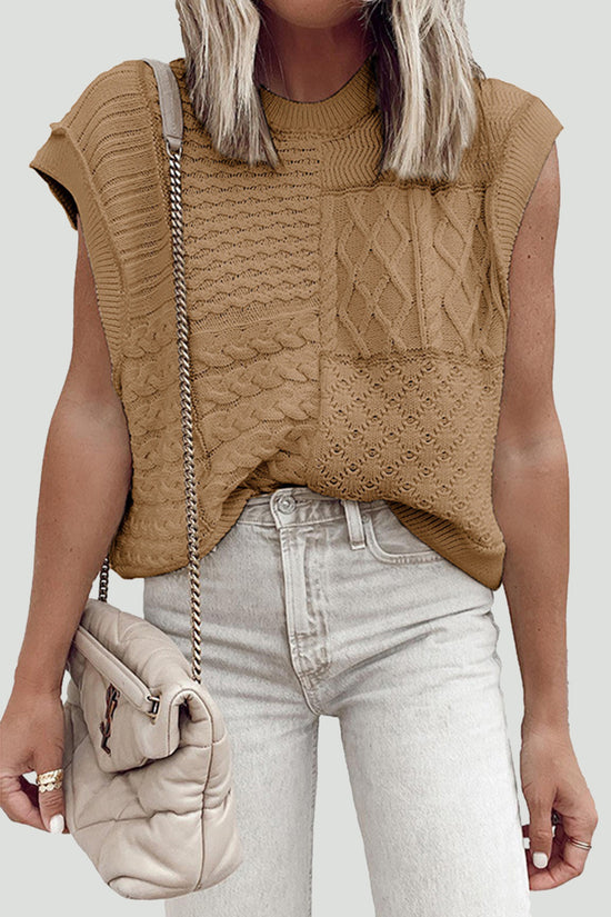Textured Sleeveless Knit Sweater Vest