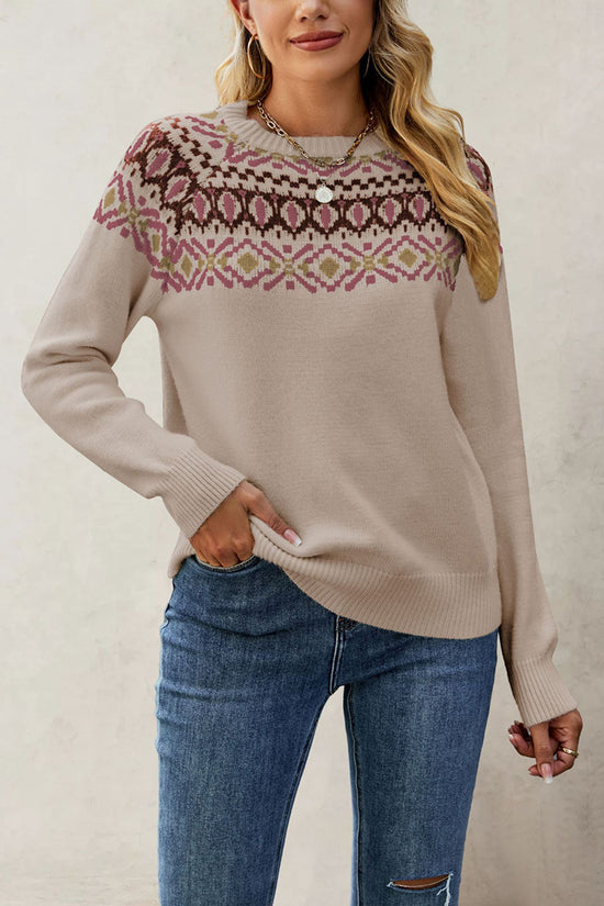 Geometric Pattern Long Sleeve Sweater