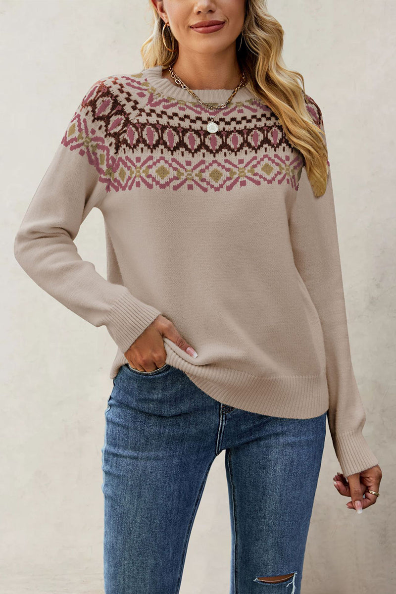 Geometric Pattern Long Sleeve Sweater