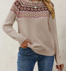 Geometric Pattern Long Sleeve Sweater