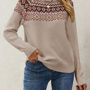 Geometric Pattern Long Sleeve Sweater