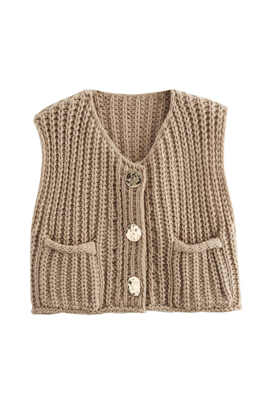 Button-Up Knitted Sweater Vest