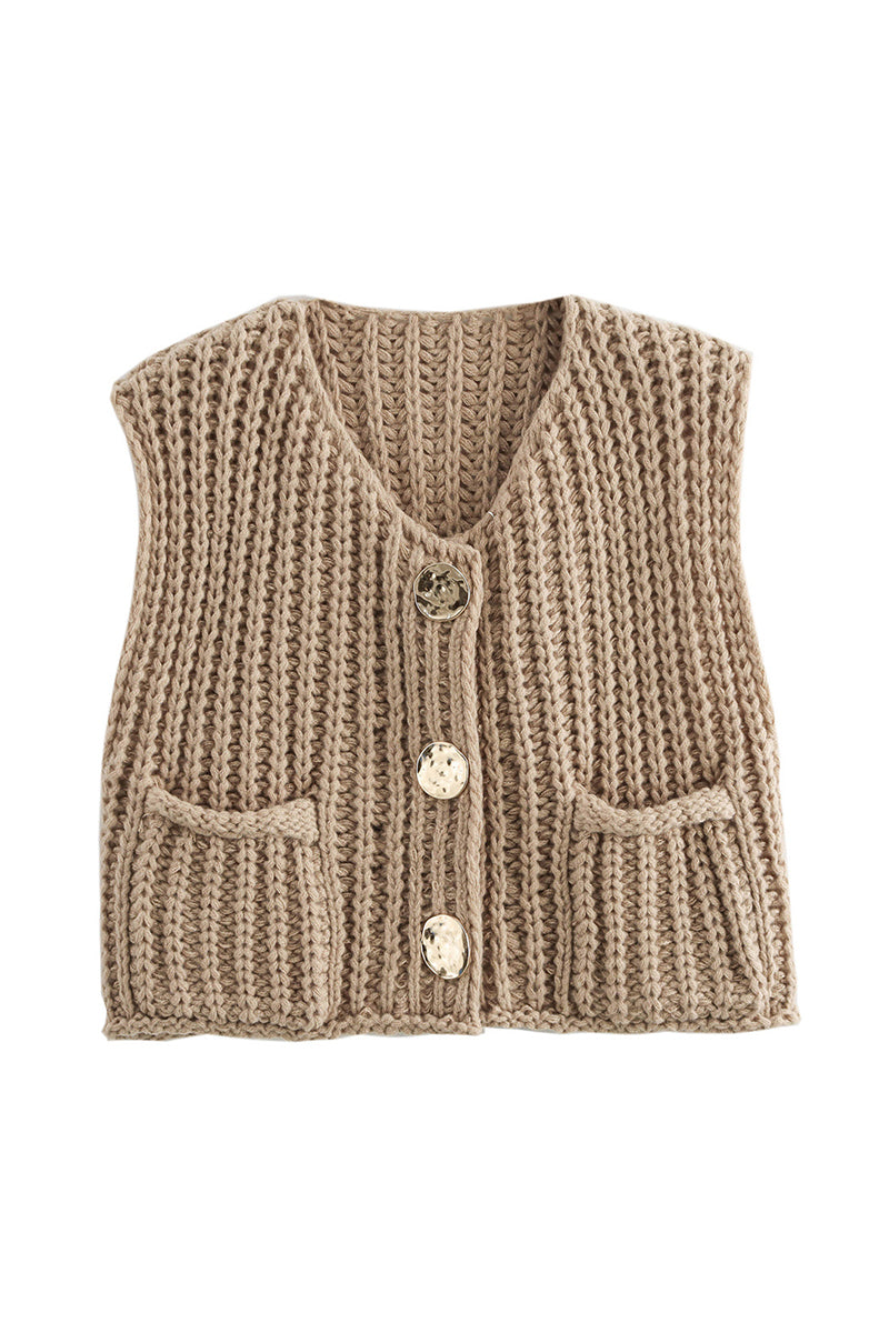 Button-Up Knitted Sweater Vest
