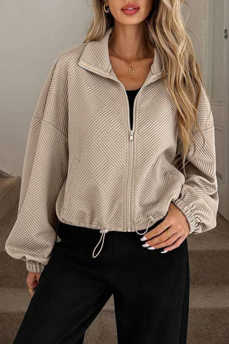 Textured Zip-Up Casual Jacket