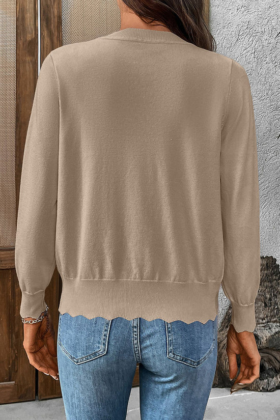 Scalloped Edge Button-Up Cardigan