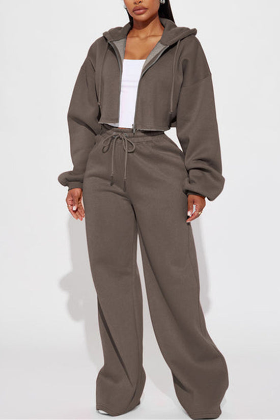 Sporty Zip Hoodie and Jogger Set
