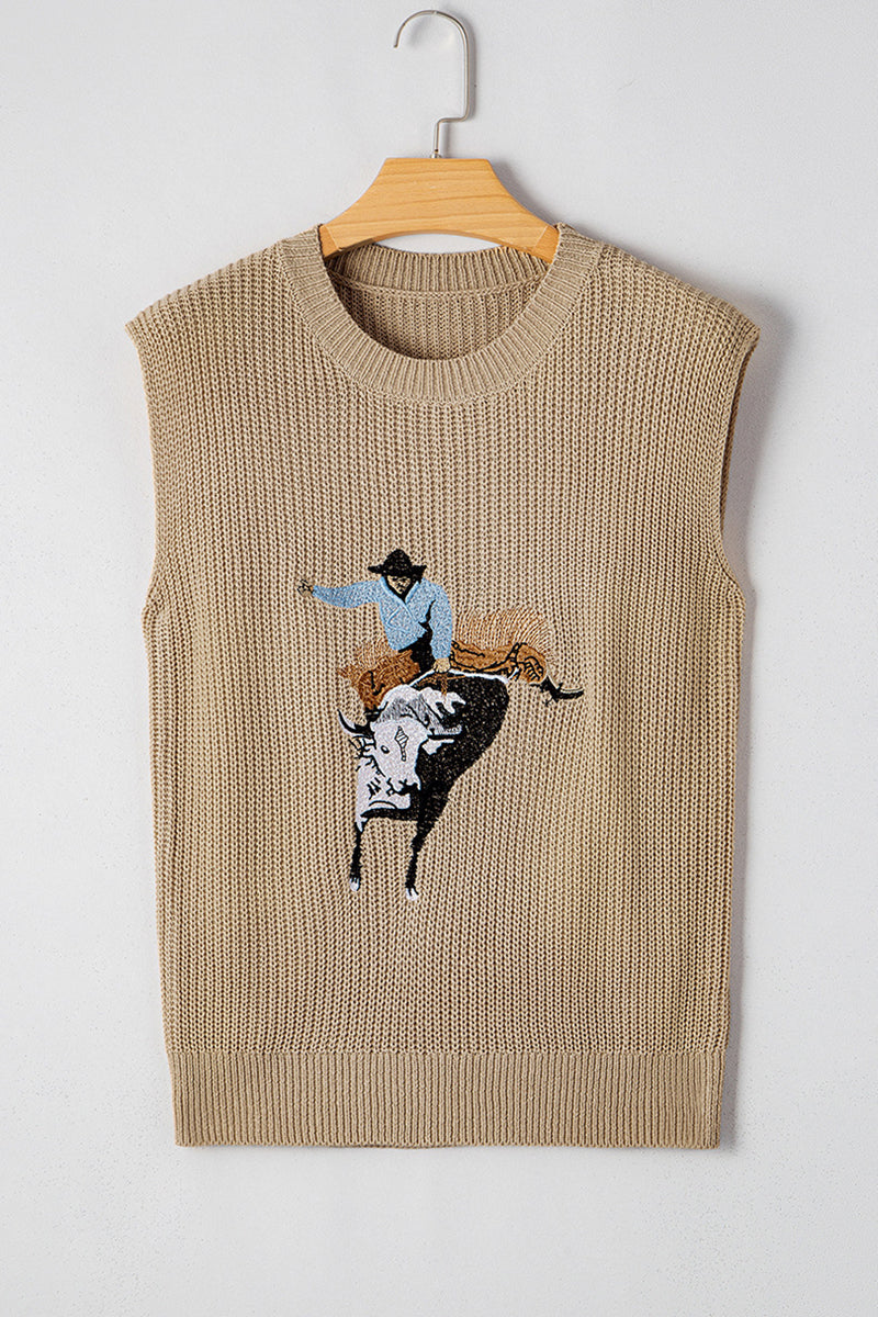 Graphic Sleeveless Knitted Sweater Vest
