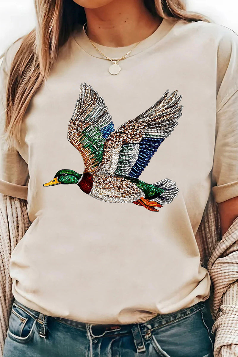 Flying Mallard Print Crew Neck T Shirt