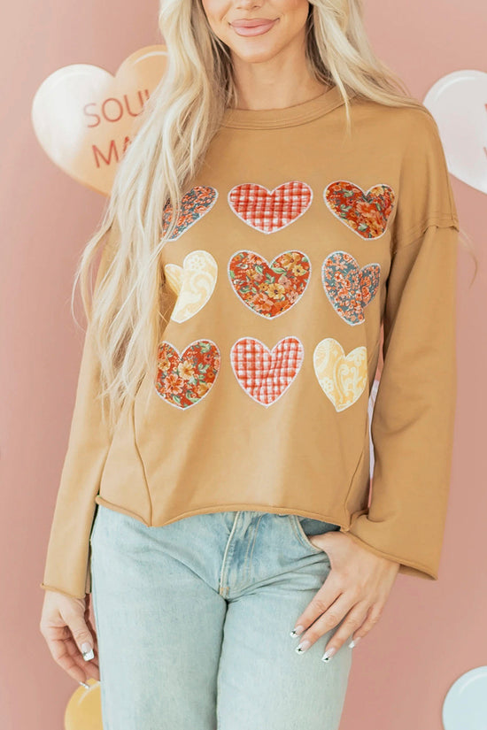 Heart Detail Patchwork Sweatshirt