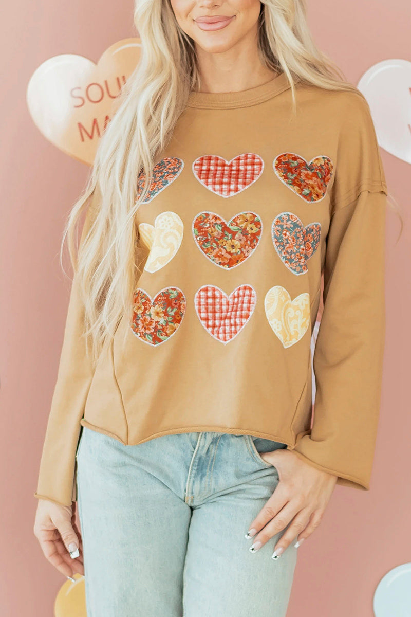 Heart Detail Patchwork Sweatshirt