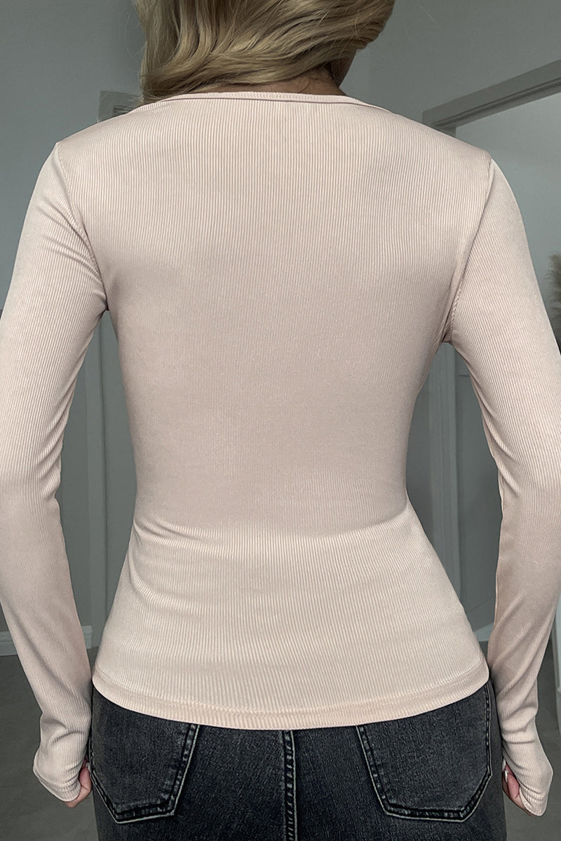 Long Sleeve Buttoned Bodycon Top