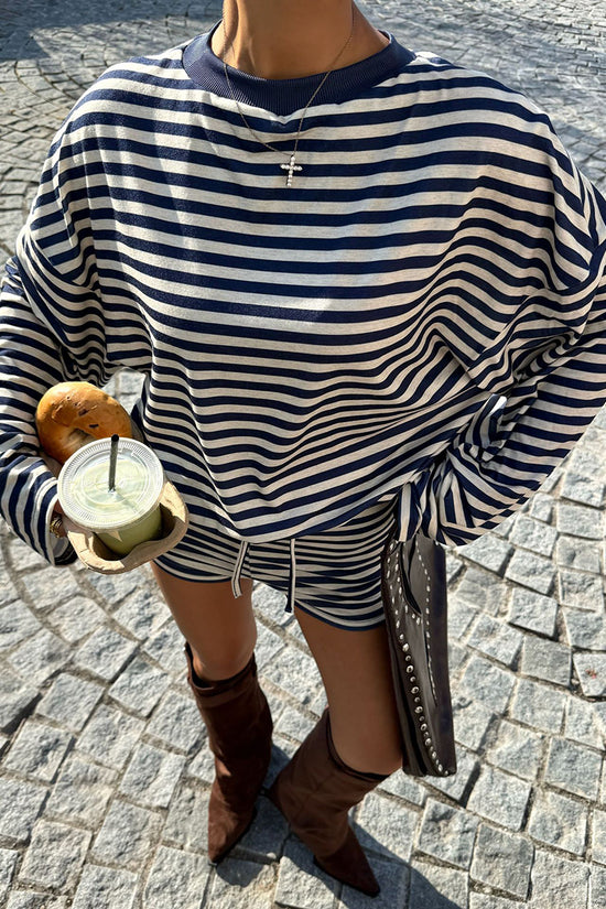 Striped Long Sleeve Top and Shorts Set