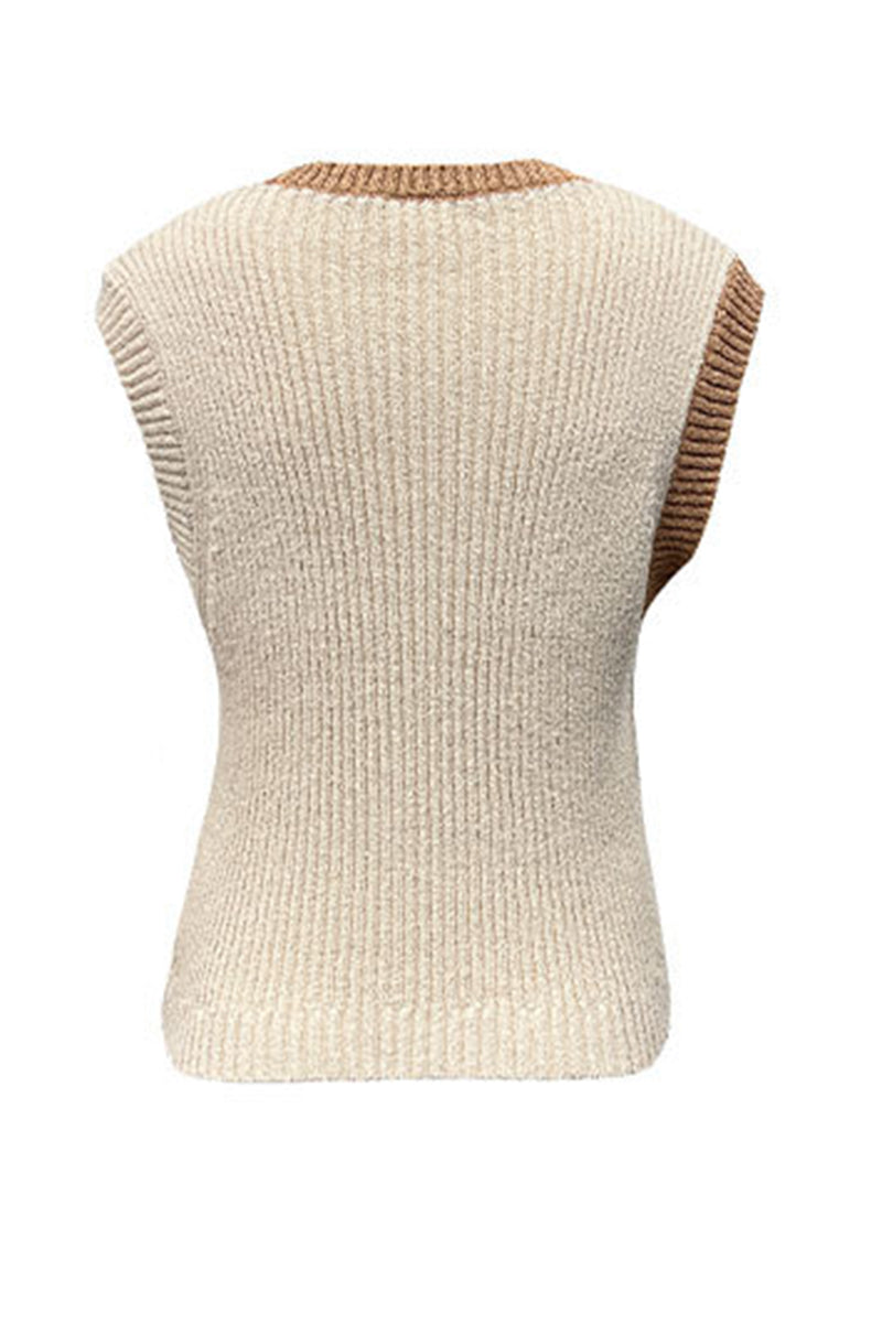 Two-Tone Button-Up Sweater Vest