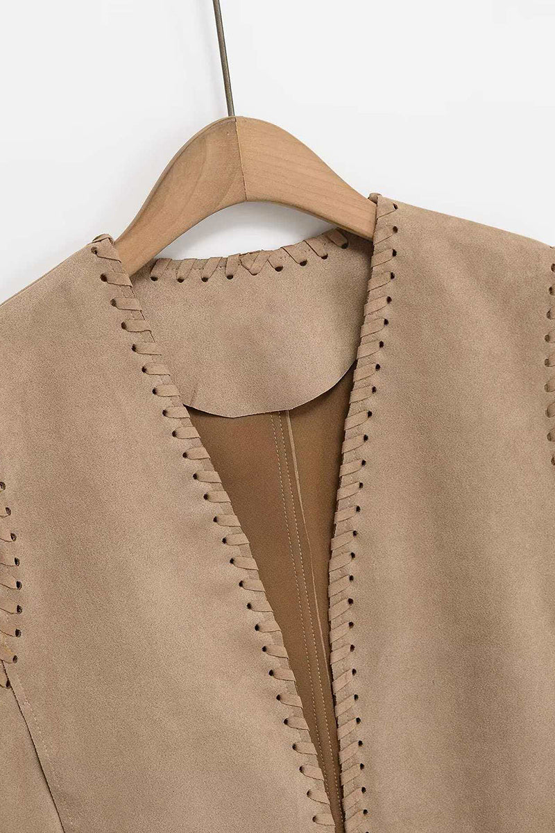 Whipstitch Detail Sleeveless Vest