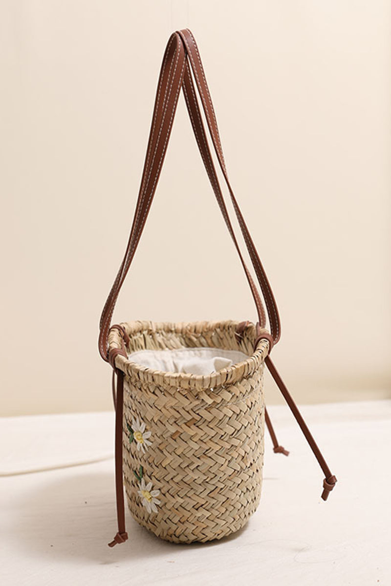 Floral Motif Woven Tote Bag