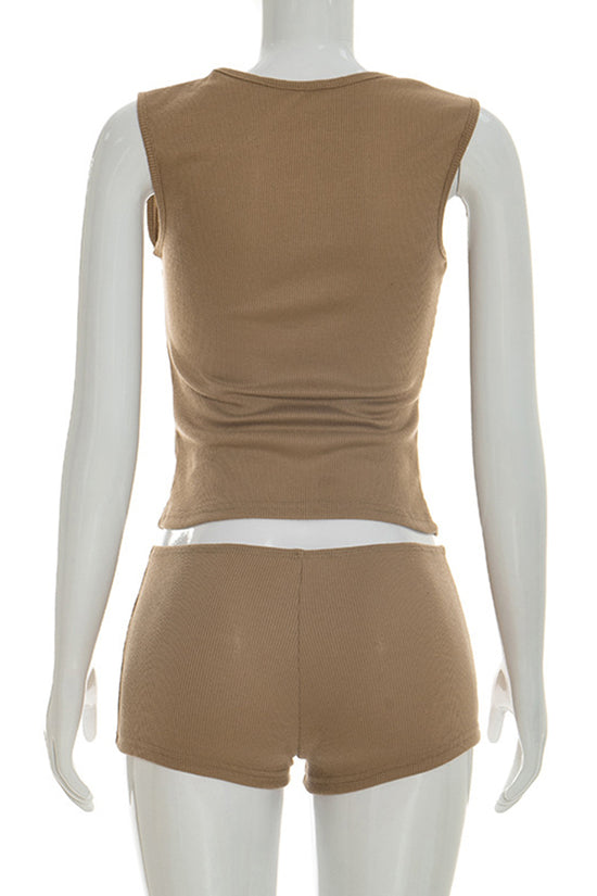 Cutout Sleeveless Two-Piece Shorts Set