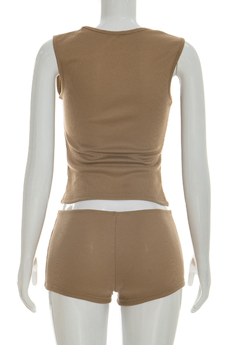 Cutout Sleeveless Two-Piece Shorts Set