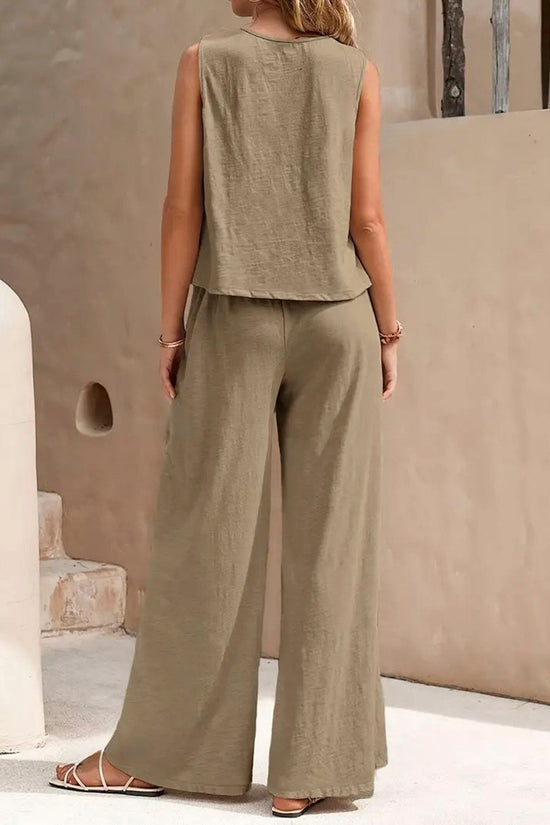 Sleeveless Wide-Leg Pants Set
