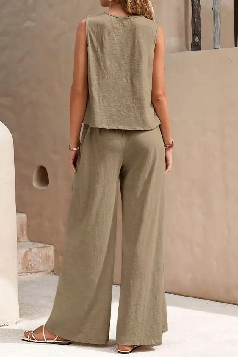Sleeveless Wide-Leg Pants Set