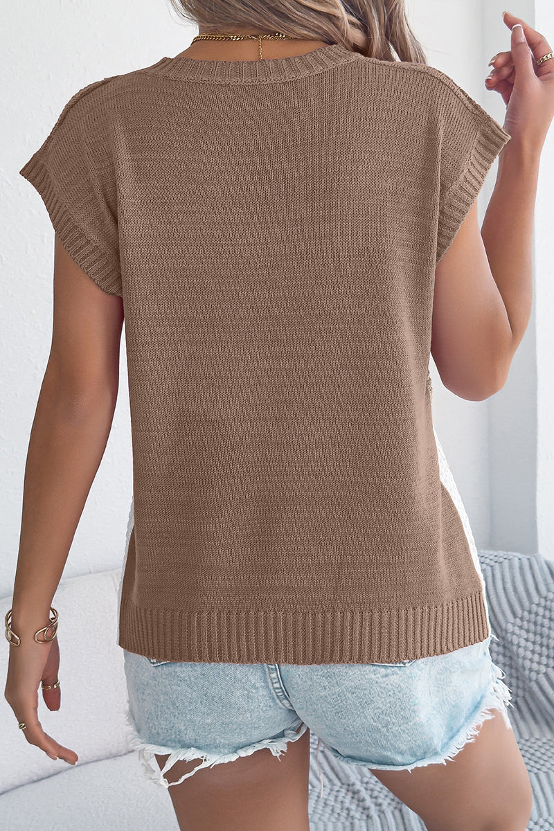 Sleeveless Colorblock Knit Sweater