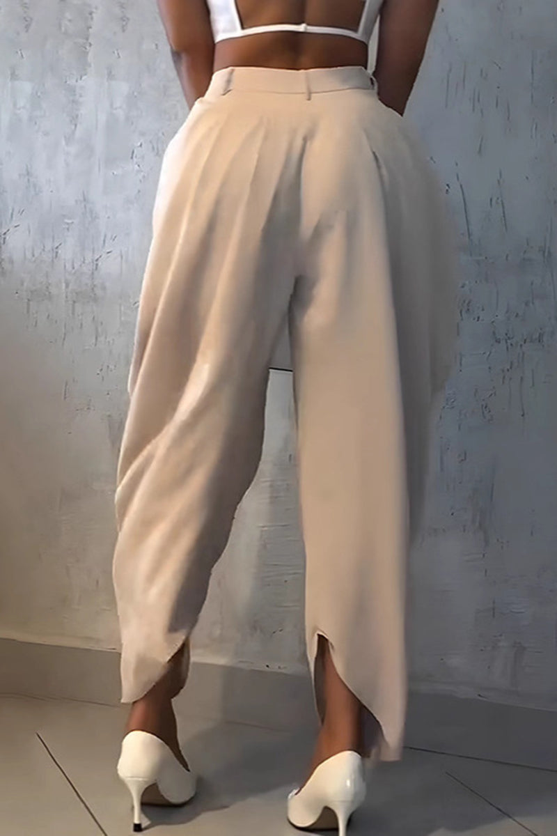 Pleated Hem Draped Casual Pants