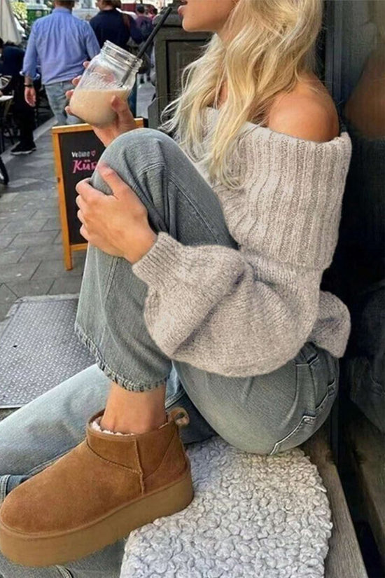 Off-Shoulder Knit Sweater