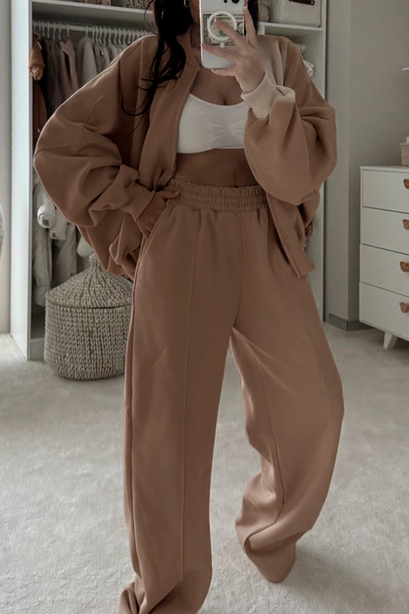 Casual Relaxed Fit Pants Set
