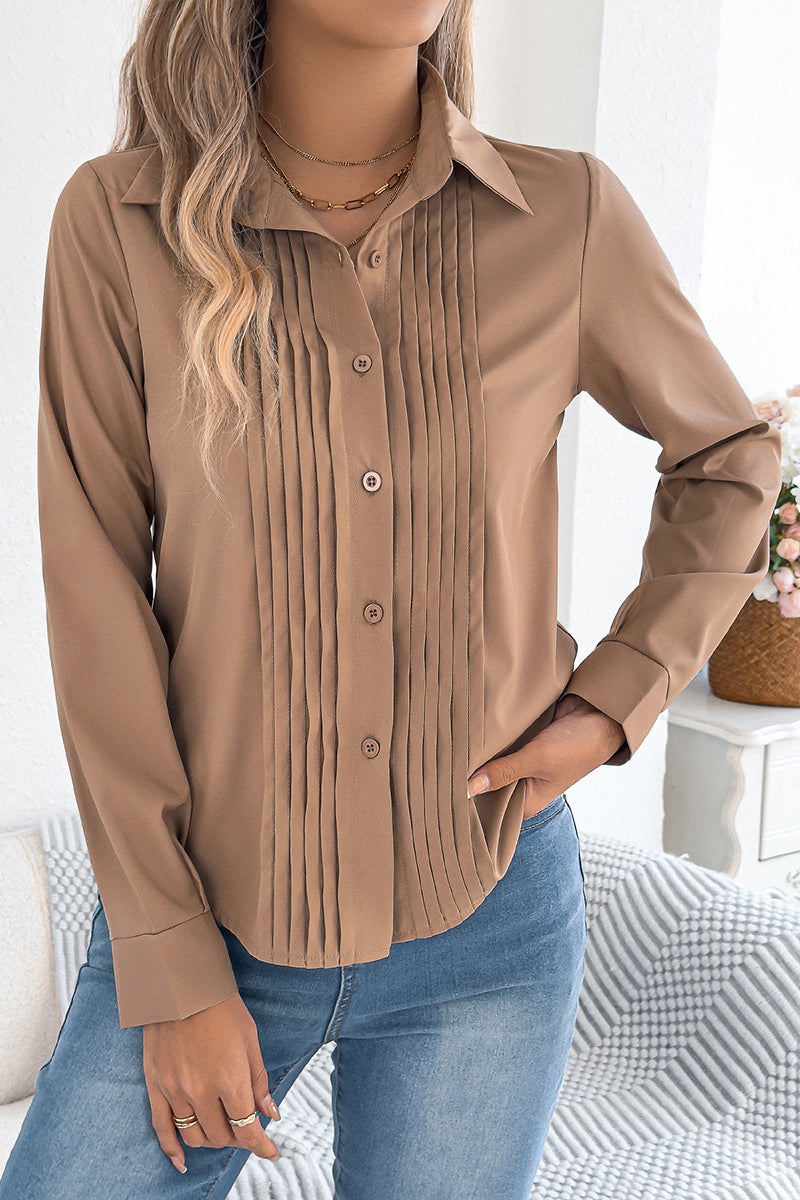 Pleated Long Sleeve Blouse