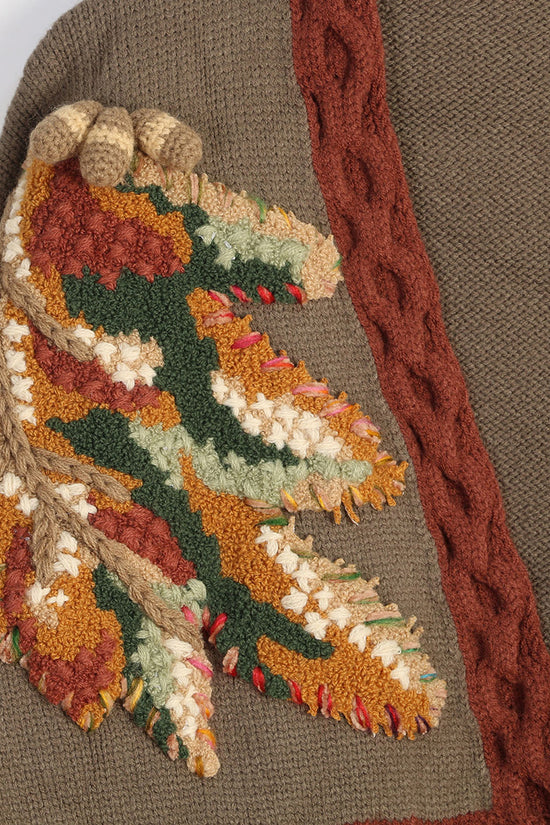 Woodland Motif Cardigan with Rustic Charm