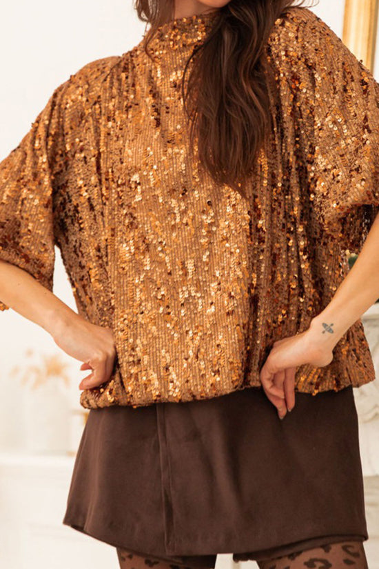Sparkling Sequin Short Sleeve Blouse
