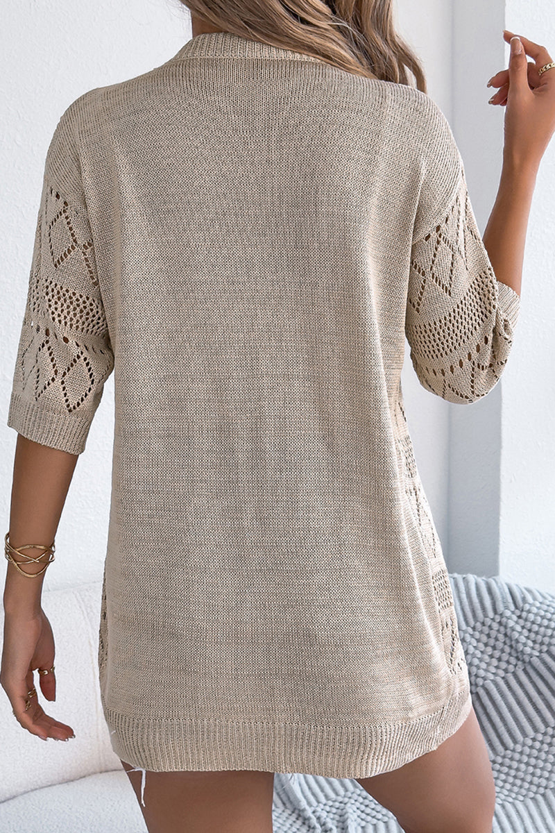 Diamond Knit Open Front Cardigan