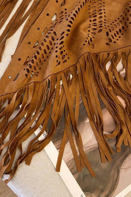 Fringe Detail Sleeveless Vest