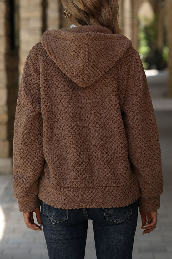 Cozy Hooded Zip-Up Textured Jacket