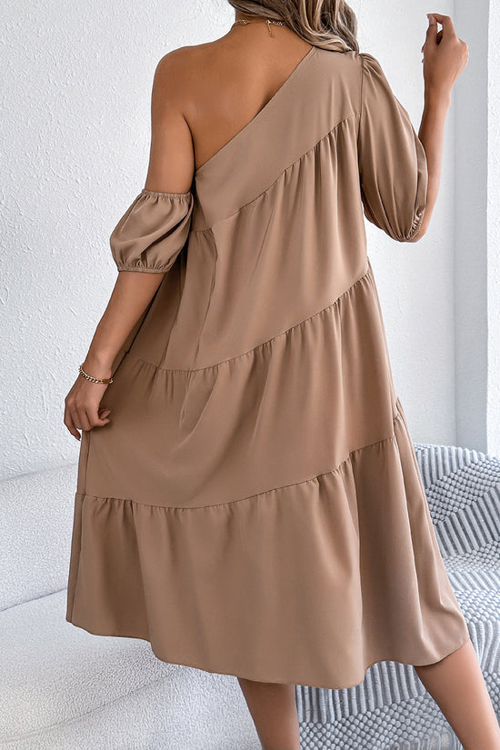 One-Shoulder Casual Midi Dress