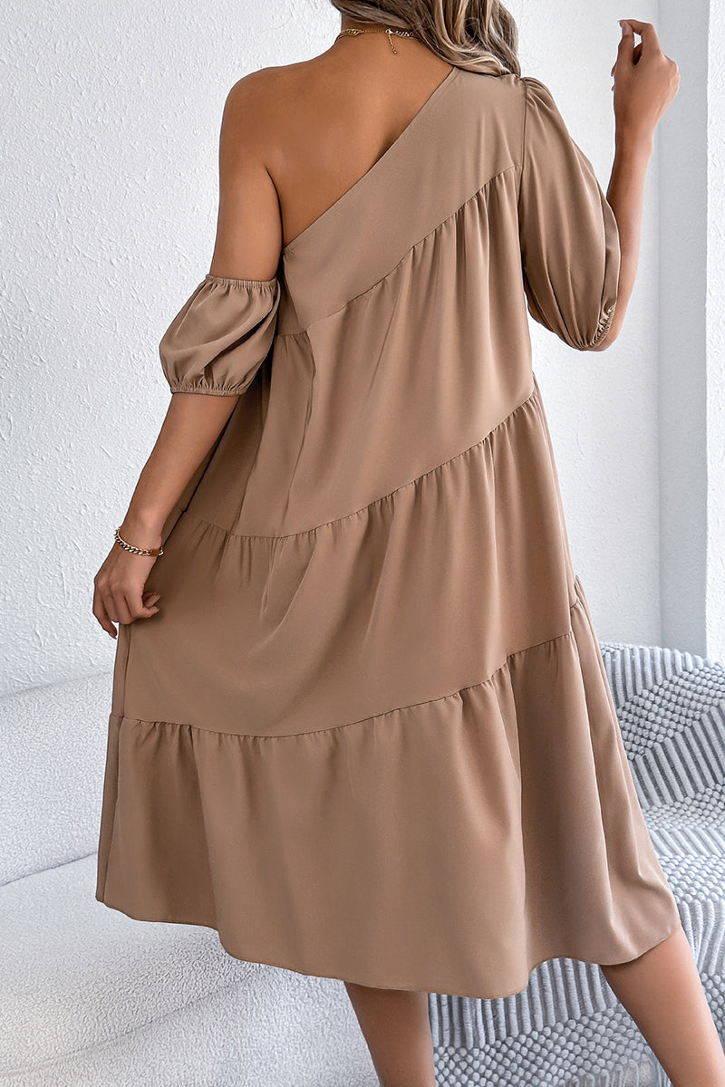 One-Shoulder Casual Midi Dress