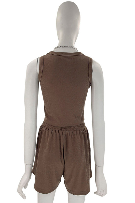 Sleeveless Crop Top and Shorts Set