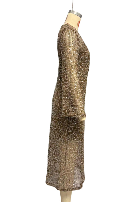 Glitter V-Neck Casual Sequin Dress