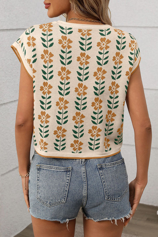 Floral Pattern Sweater Vest