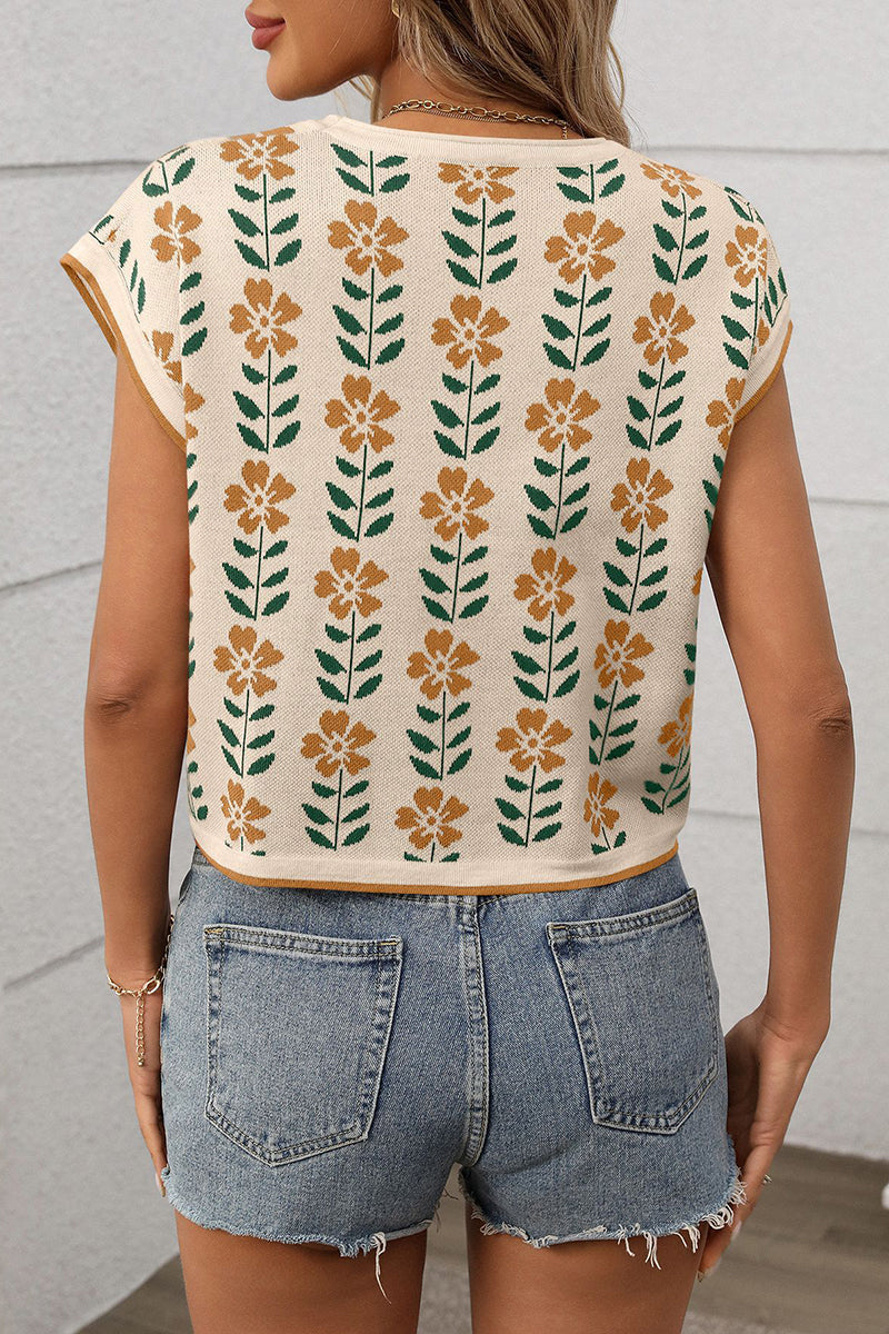 Floral Pattern Sweater Vest
