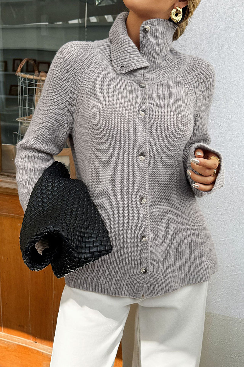 Chic High Collar Button-Up Cardigan