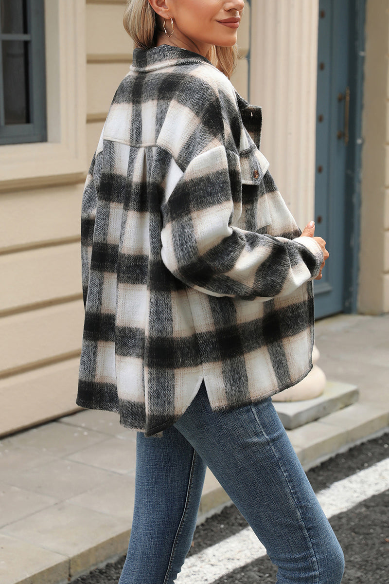 Classic Button-Up Plaid Jacket